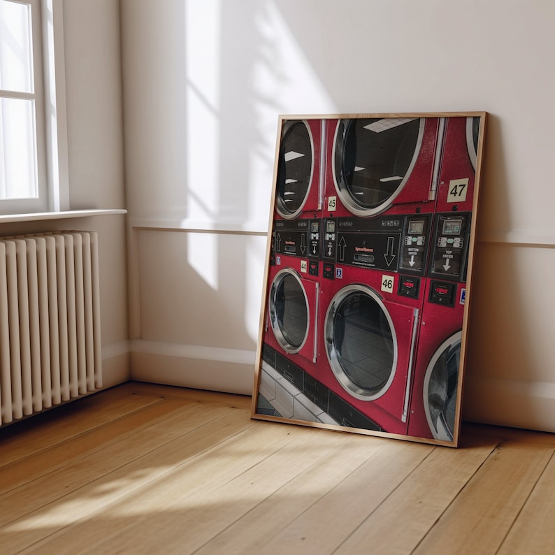 Laundromat Wall Art Retro Laundry Room Decor Vintage Style Digital