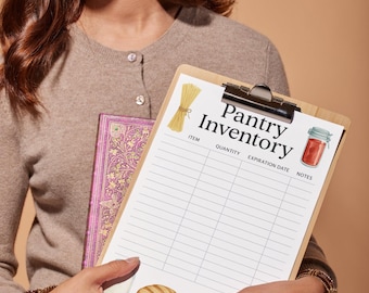 Pantry Inventory List Printable | Watercolor Kitchen Organization, Food Storage Tracker, 8.5x11 PDF Instant Download