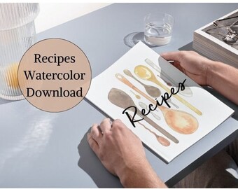Recipe Cover Page Download Watercolor Binder Cover Meal Plan Cover