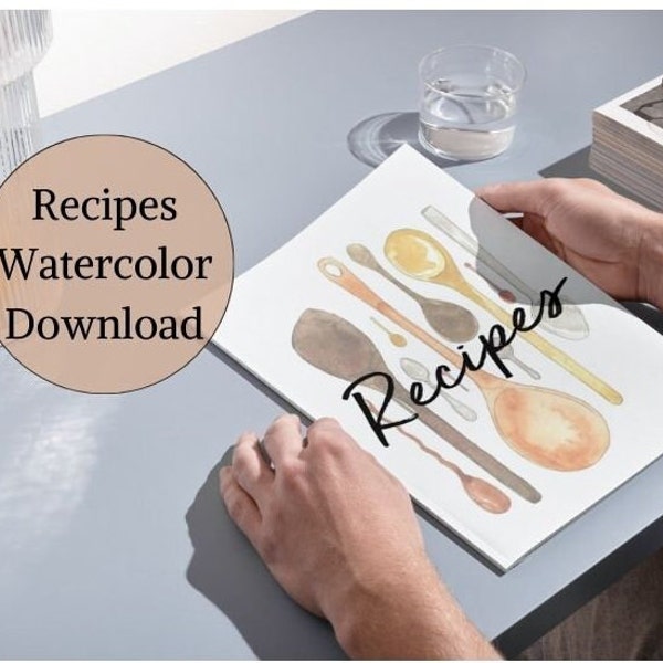 Recipe Cover Page Download Watercolor Binder Cover Meal Plan Cover