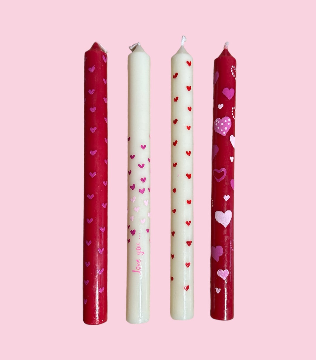 Personalized Gifts, Candle Set, Valentines Candle Set, Hand Painted