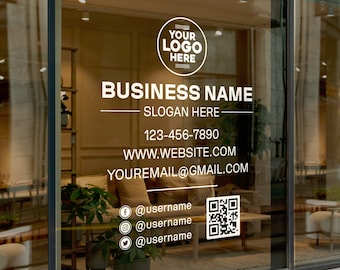 Custom Vinyl Window Decal for Business  - Business Door Sign - Logo Sticker - Storefront QR Code Sticker - Durable Business Branding Decal
