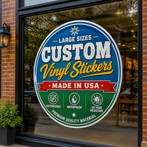 Large Custom Vinyl Stickers – Waterproof, UV Resistant Window Logo Decals