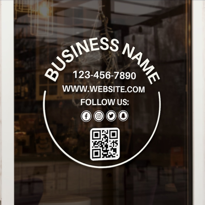 Custom Business Window Decal: Vinyl Lettering, Logo, QR Code - Etsy