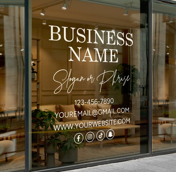 Personalized Business Window Decal - Custom Vinyl Decal - Storefront Vinyl Sticker - Office Door Sign - Vinyl Lettering - Custom Stickers