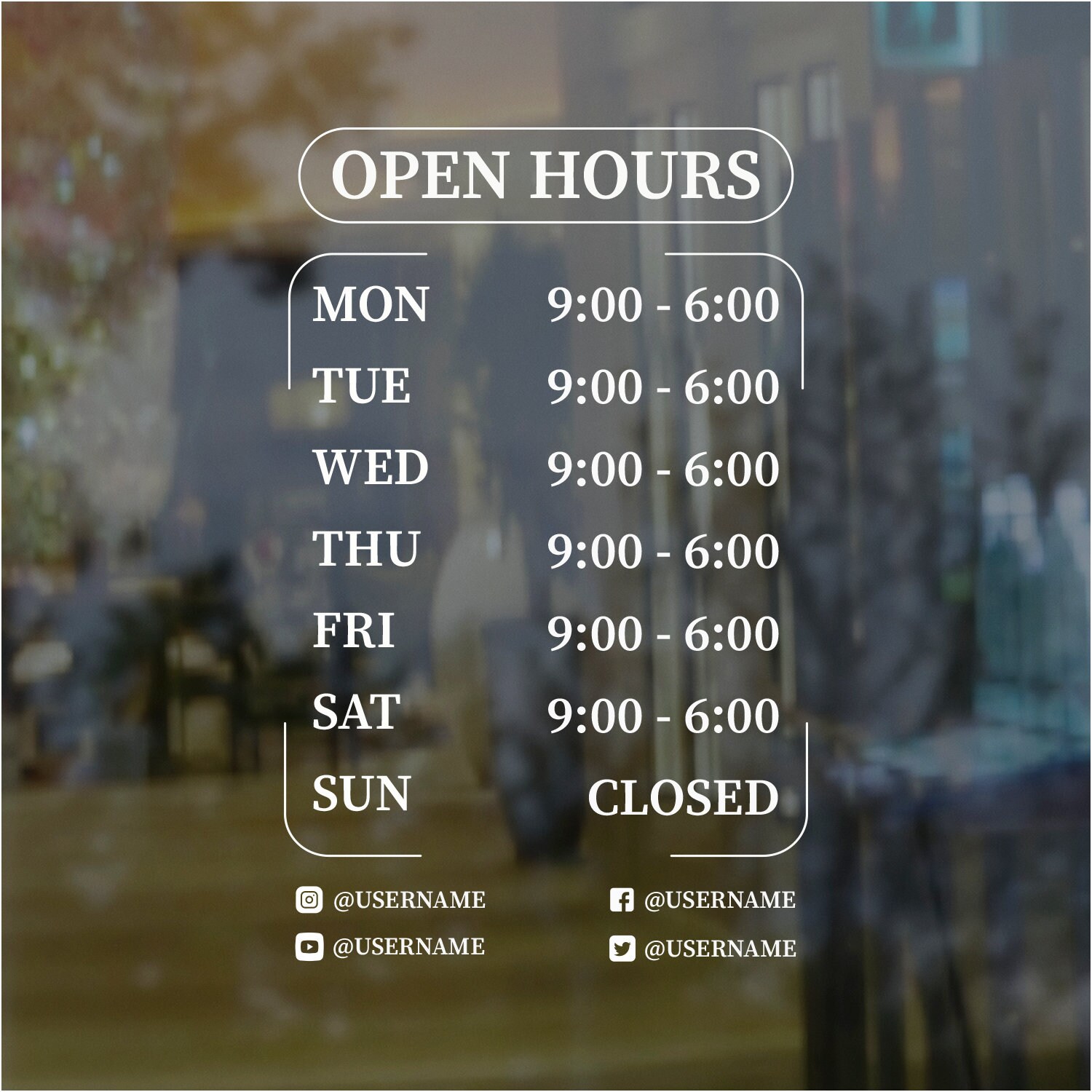Store Hours Decal - Hours of Operation Sticker - Business Hours Decal ...