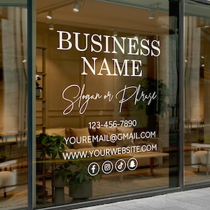 Personalized Business Window Decal - Your Company Name Vinyl Decal - Storefront Vinyl Sticker - QR Code Office Window Door Lettering Sign