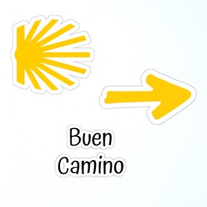 Buen Camino, Set de Adhesivos Transparentes para Interior o Exterior (3 Adhesivos)