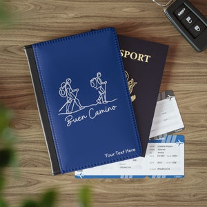 Funda de pasaporte del Camino de Santiago, Cartera de viaje del Buen Camino, Titular del pasaporte personalizado del Buen Camino, Accesorio de peregrino personalizado