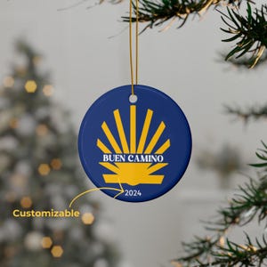 Ornamento do Caminho de Santiago, decoração de Natal de cerâmica Buen Camino, decoração de Natal para presente de peregrino, decoração de Buen Camino, ornamento de peregrino