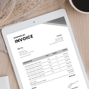 Neutral Modern Professional Business Company Invoice, Editable Invoice Template, PDF Invoice, Business Forms