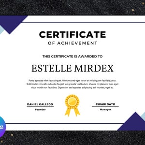Blue Simple Achievement Certificate, Graduation Gift, Recognition Award, Employee Appreciation, Office Decor