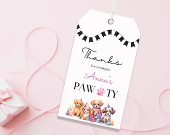 Honden Pawty-bedankkaartje | Verjaardagsbedankje puppy (digitale download)