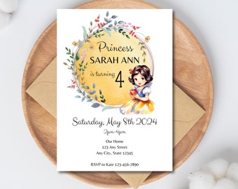 Snow White Digital Birthday Invitation| Snow Princess Invitation| Instant DOWNLOAD