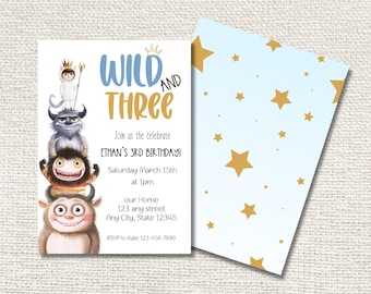 Invitación de cumpleaños de Wild One: Fiesta de Cosas Salvajes, plantilla editable (descarga digital)