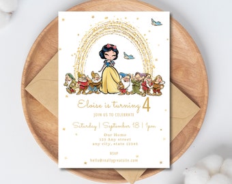 Snow White digital birthday invitation | Princess birthday invitation| Instant DOWNLOAD