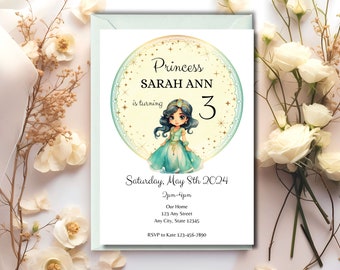 Jasmine Birthday Invitation| Editable Birthday Invitation| Princess Birthday| Instant DOWNLOAD