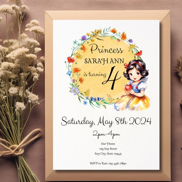 Snow Princess Birthday Invite | Editable Canva Template | Birthday Party Invitation | Princess Birthday Party | INSTANT DOWNLOAD