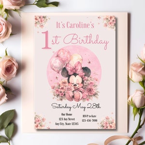 Baby Minnie birthday Invitation| baby Minnie shower| editable Invite| Instant DOWNLOAD