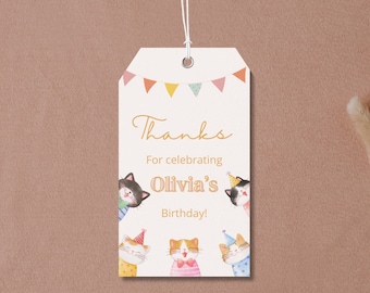 Cat birthday gift tag| instant download