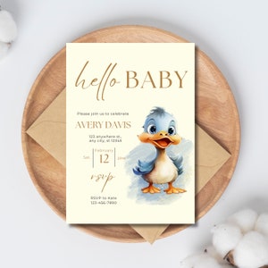 Duck baby shower invitation| boy baby shower| Instant Download
