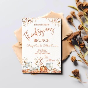 Thanksgiving Brunch Invitation: Editable Fall Party Template (Digital Download)