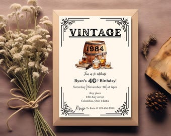 Bourbon birthday invitation| Aged to perfection| editable invitation| instant download