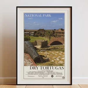 Poster di viaggio del Parco Nazionale di Dry Tortugas / Poster del Parco Nazionale / Stampa artistica minimalista / Arte murale vintage / Poster della Florida