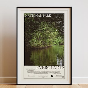 Poster di viaggio del Parco nazionale delle Everglades / Poster del parco nazionale / Stampa artistica minimalista / Arte murale vintage / Poster della Florida