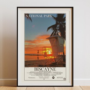 Poster di viaggio del Parco Nazionale di Biscayne / Poster del Parco Nazionale / Stampa artistica minimalista / Arte murale vintage / Poster della Florida
