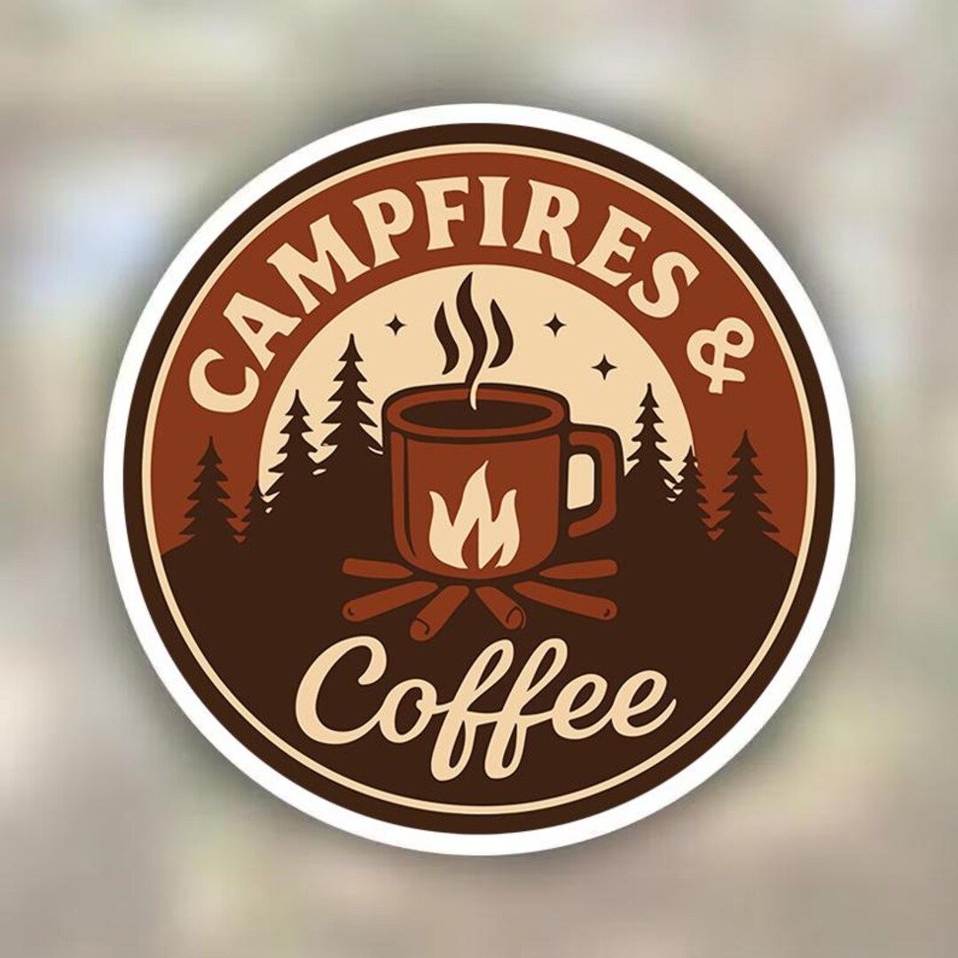 Camping Coffee Sticker | Vintage Vinyl Decal for Campers | Waterproof ...