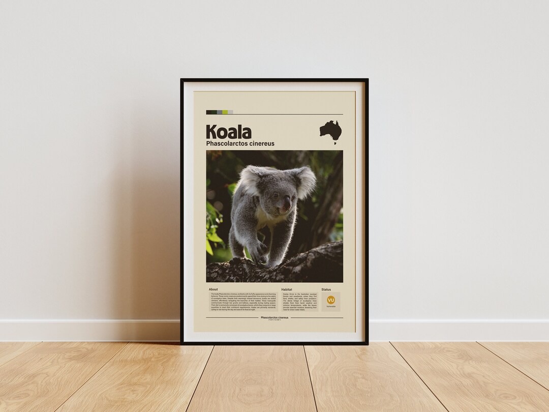 Koala Wall Art | Australia Poster | Modern Wildlife Art Decor | Home ...