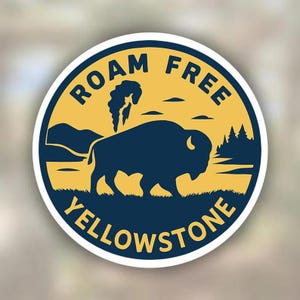 Yellowstone Bison Sticker: Vintage National Park Vinyl Decal