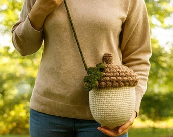 Acorn Bag Crochet Pattern, Amigurumi PDF For Download , cottagecore Purse,  Ready For Fall