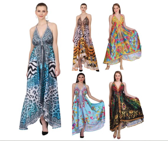 Women's Maxi High-low Halter Handkerchief Summer Beach Party Sun Dress -  Etsy
