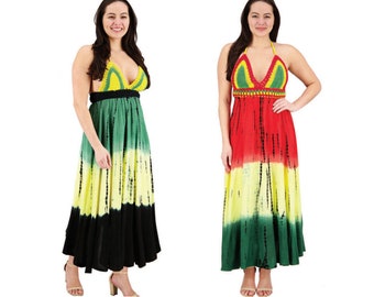 rasta color mesh dress Women's Dresses Cooyah Clothing Store