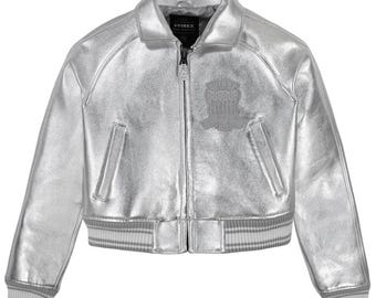 Handgefertigte Metallic Leder Bomberjacke | Damen Avirex Style