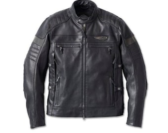 Harley-Davidson Amalgamation Leather Jacket – Cowhide Biker Jacket with CE Armor, Adjustable Fit