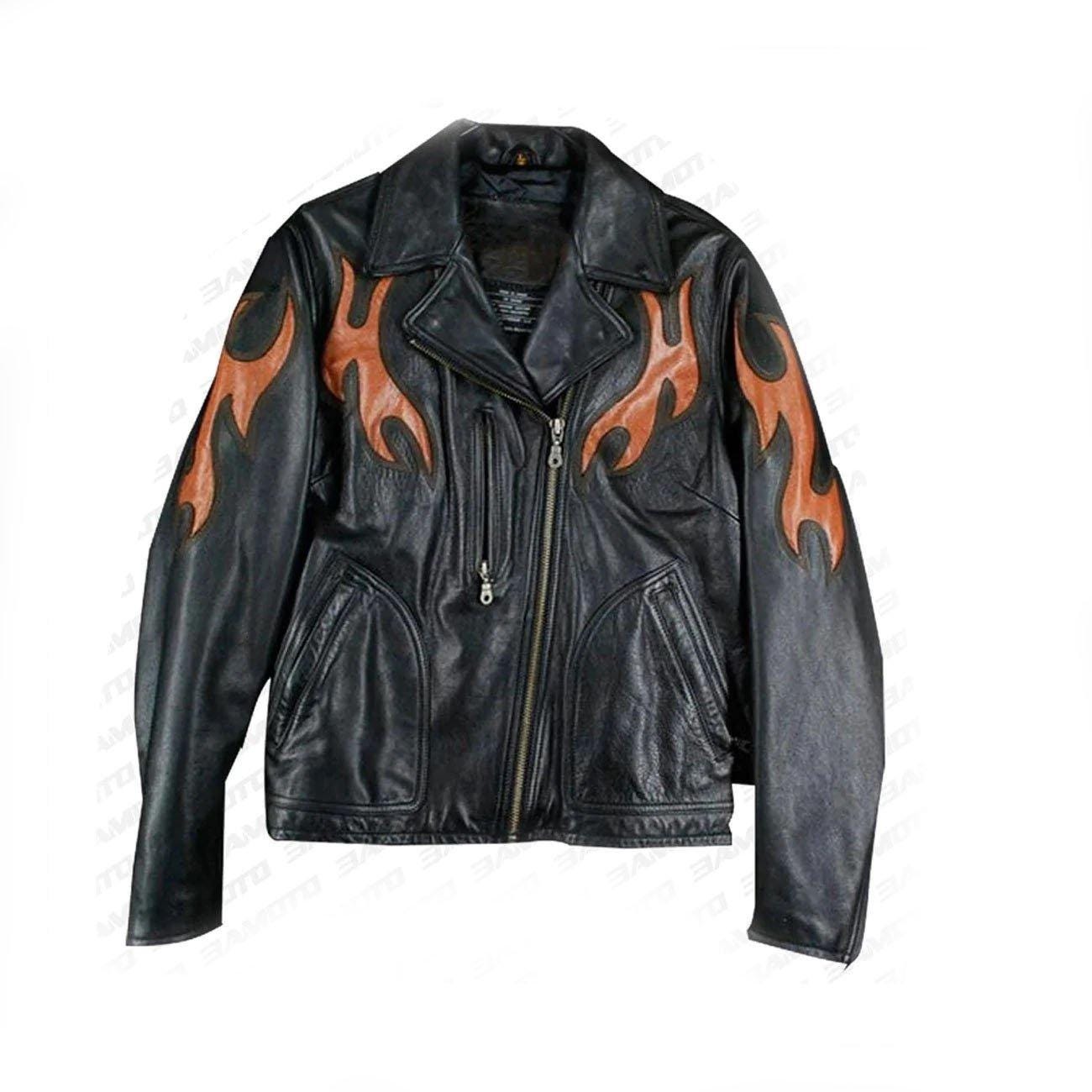 Harley Davidson Leather Flames Jacket - Etsy