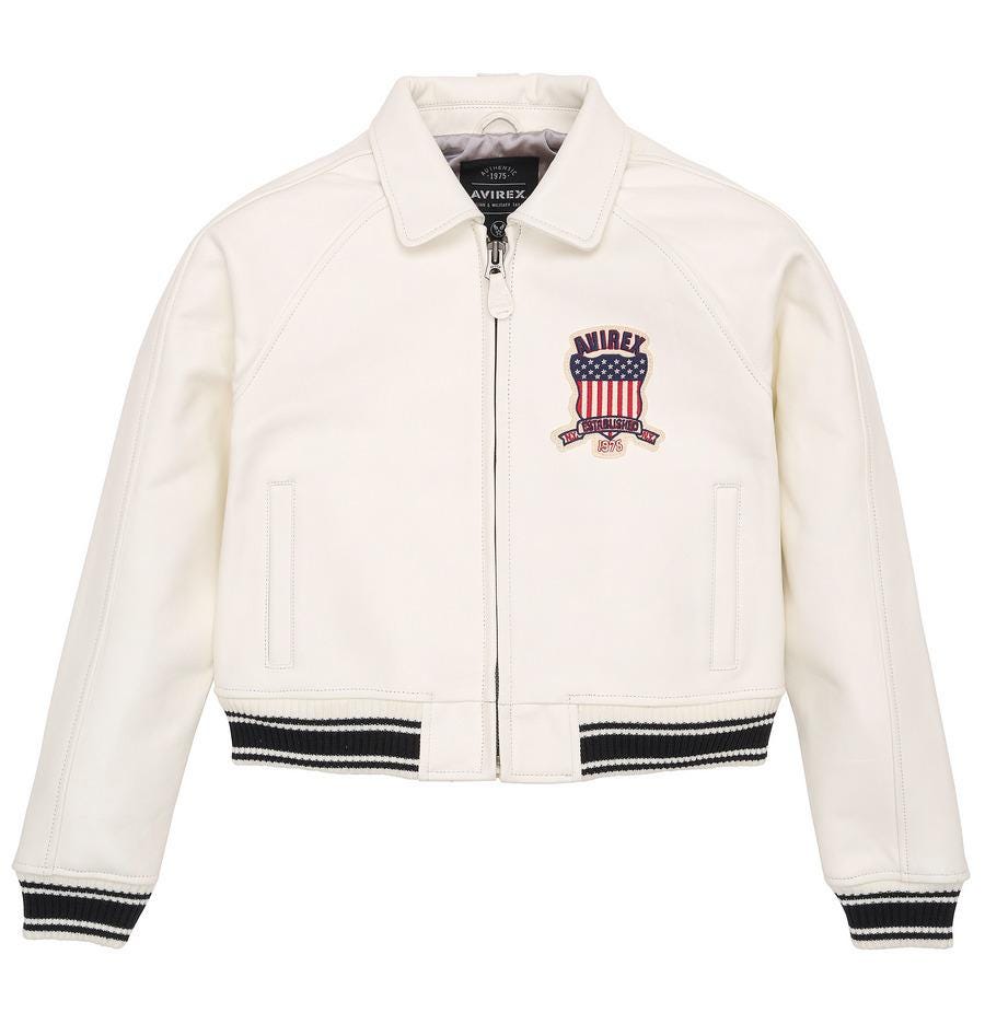 Women's Avirex Cropped Leather Bomber Jacket – Vintage Y2K