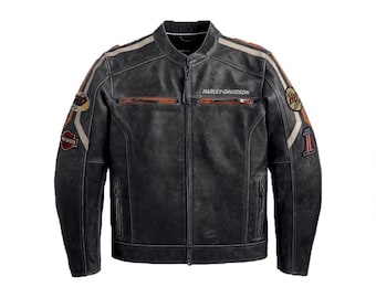 Harley-Davidson Black Boxford Leather Biker Jacket – Cowhide, YKK Zippers