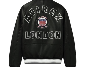 Avirex London Icon Leder Bomberjacke - Herren Streetwear Fliegermantel