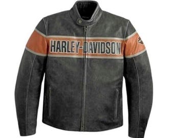 Men's Harley-Davidson Distressed Leather Biker Jacket – Victory Lane Relaxed Fit