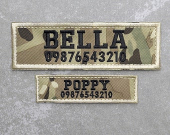 Personalised Custom Name Patch for Military Tactical Dog Harness, Multicam
