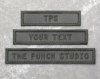 Custom Nametapes Military Embroidery Patch, Greenish Grey Fabric
