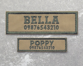 Personalised Custom Name Patch for Military Tactical Dog Harness, Light Brown