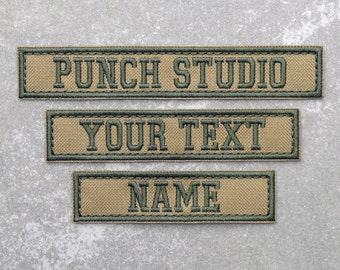 Personalised Military Tactical Nametapes Embroidery Patch, Light Brown Bold