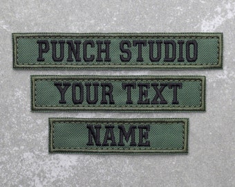 Personalised Military Tactical Nametapes Embroidery Patch, Green Bold