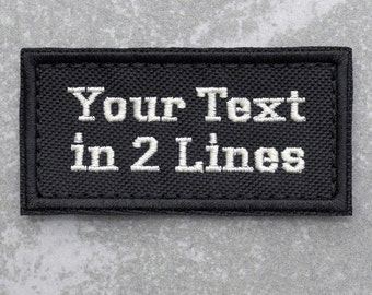 Custom Embroidered Biker Name Tag Tactical Patch, 2 Line, Black