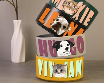 Individueller Hundenapf Katzennapf mit Tierfoto + Name Personalisierter Futternapf Wassernapf Napf Portrait-Welpen Geschenk, Geschenke für Hundeliebhaber